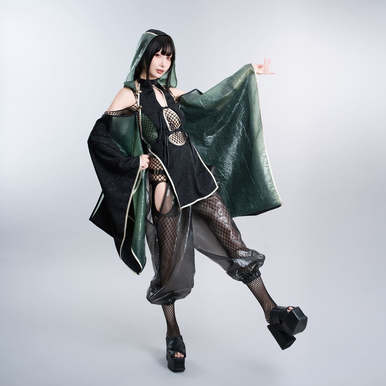 Zodiac Snake Costume - Hooded Kimono Sleeves