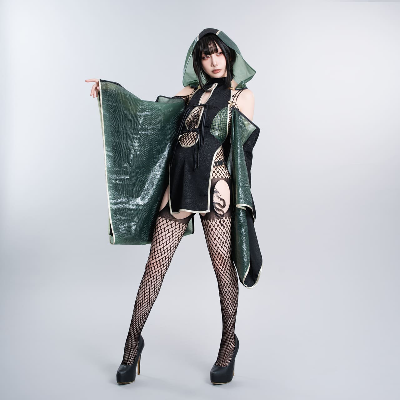 Zodiac Snake Costume - Green & Black Snake, 2 piece set