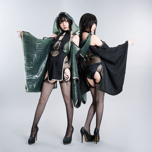 Zodiac Snake Costume - Green & Black Snake, 2 piece set