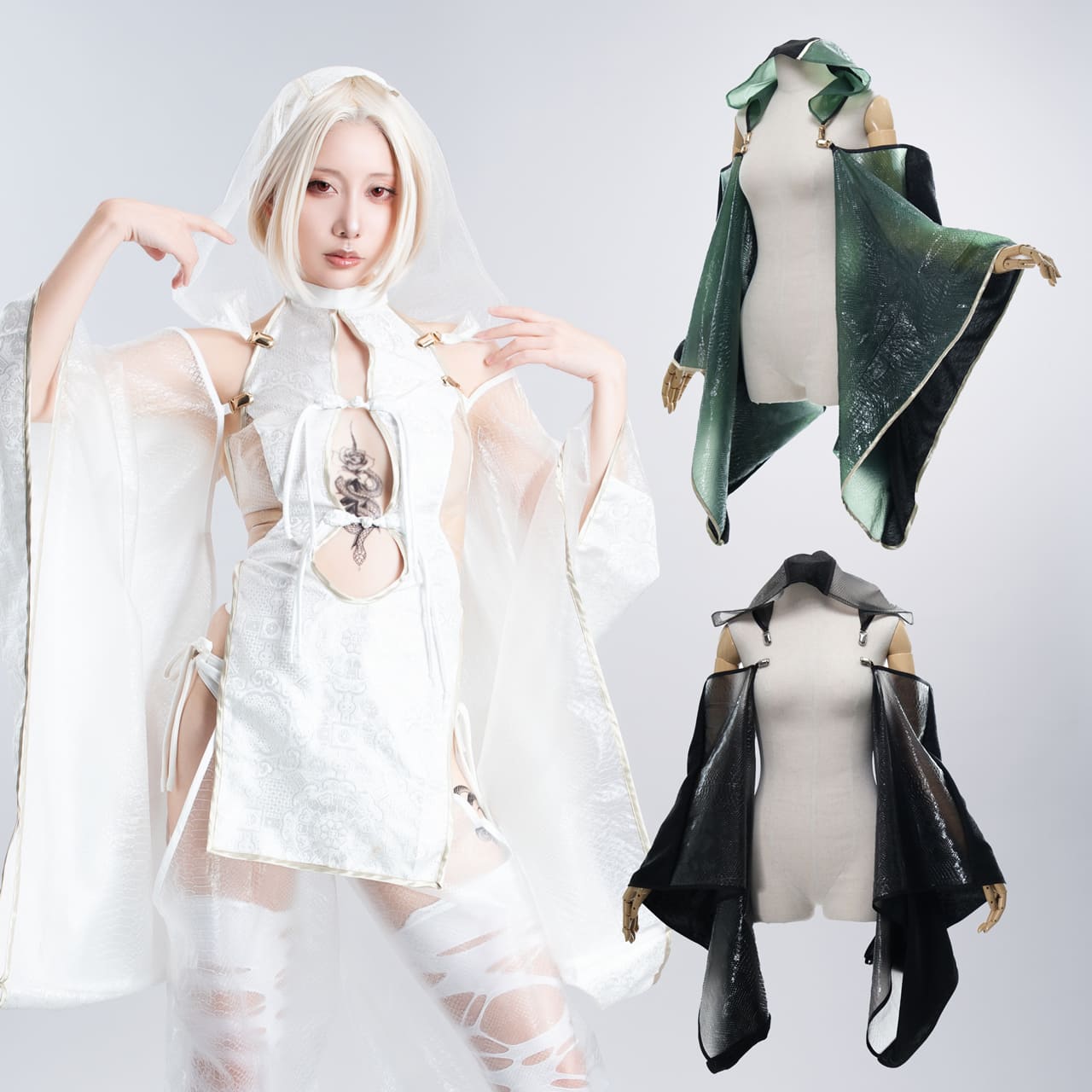 Zodiac Snake Costume - Hooded Kimono Sleeves